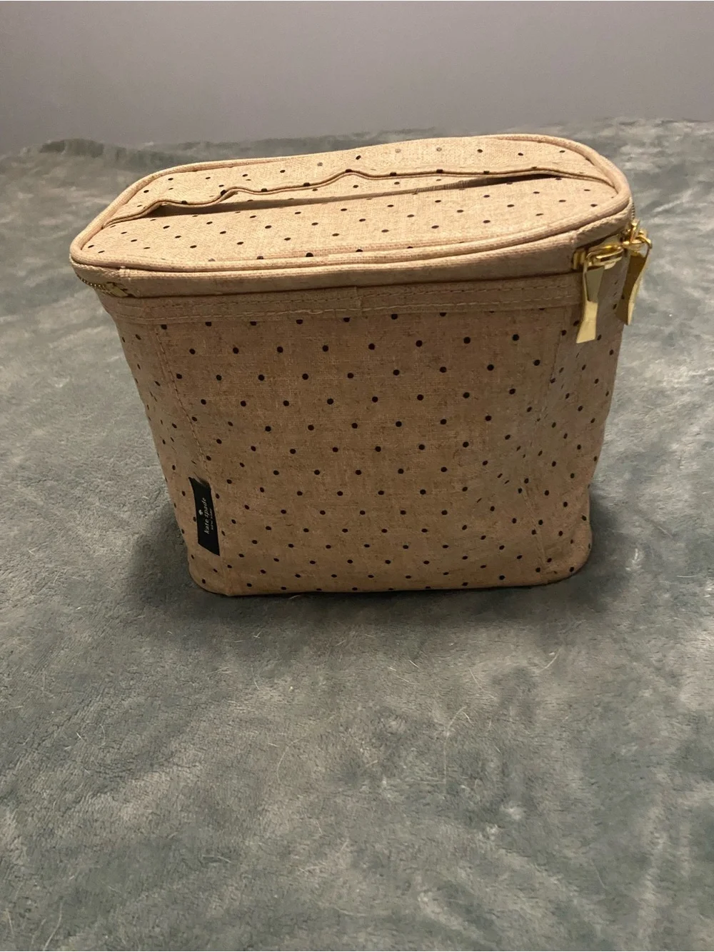 kate spade Beige Polka Dot Toiletry Bag or lunch box